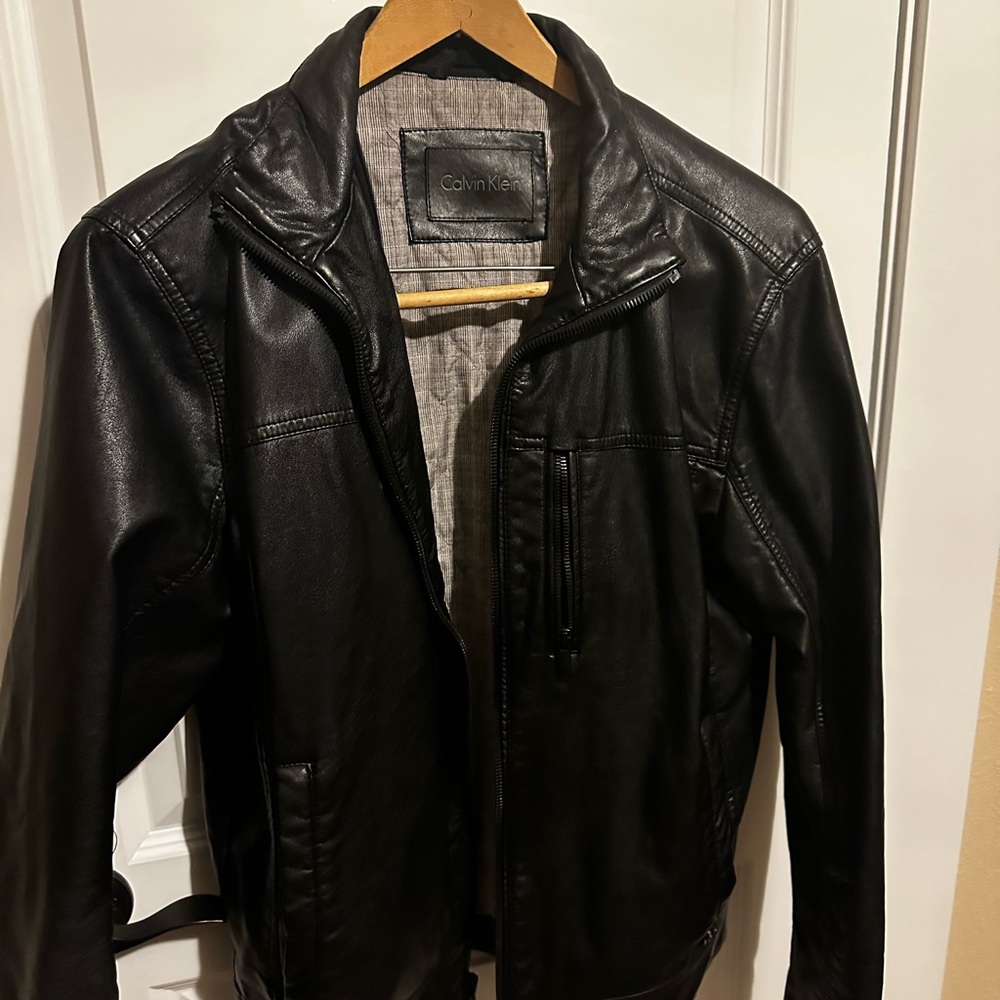Calvin Klein Men's Black Leather Jacket